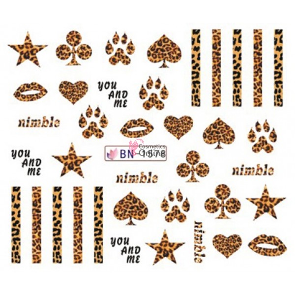 Stickere cu Apa pentru unghii cod BN1578 Imprimeu Animal